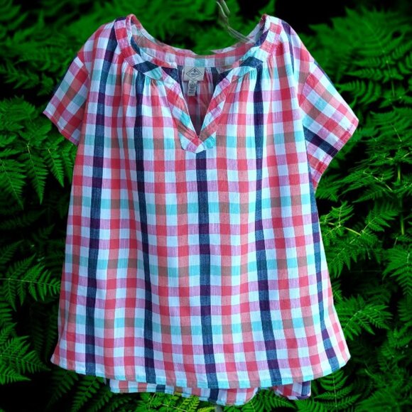 St. John's Bay Tops - St. John's Bay Womens Top Blouse Short Sleeves Plaid Size 2X
